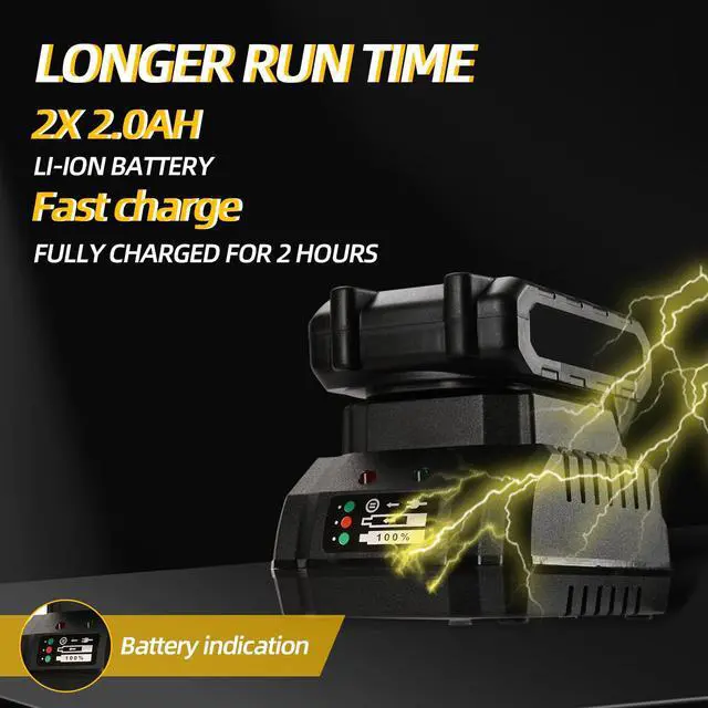 Alt view image 4 of 7 - Cordless Impact Wrench, 21V Torque Power Impact Driver, 1/2" Power Impact Wrenches with 2 * 2.0Ah Batteries with 19 Accessories, Electric Impact Motor Variable Speeds for home installation (Blue)