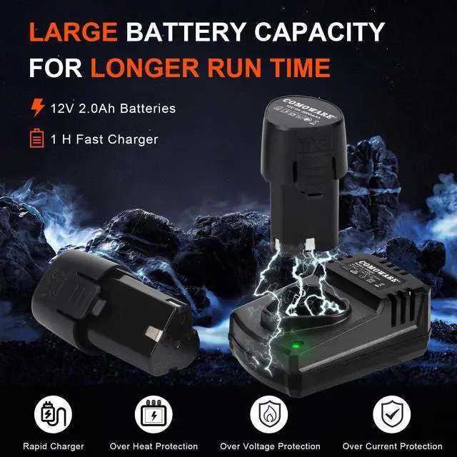 Alt view image 5 of 7 - 3/8 Cordless Electric Ratchet Wrench Kit, 40ft-lbs Torque, 12V Power, 8 Sockets, LED Light, Fast Charger, Ergonomic Design