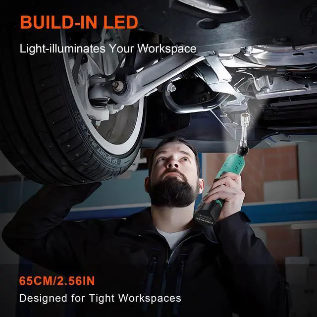 Alt view image 6 of 7 - 3/8 Cordless Electric Ratchet Wrench Kit, 40ft-lbs Torque, 12V Power, 8 Sockets, LED Light, Fast Charger, Ergonomic Design