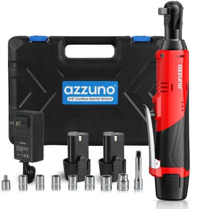 Main image of Cordless Electric Ratchet Wrench 3/8 Drive, 30 Ft-lbs Torque & 300 RPM, Power Ratchet Wrench Set With Variable Speed, LED Light, 2 Packs 2.0Ah Battery, Fast Charger, 7 Sockets