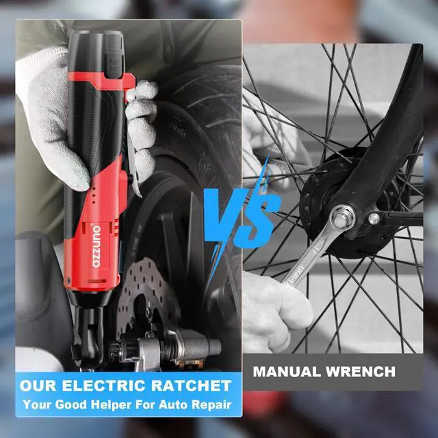 Alt view image 3 of 7 - Cordless Electric Ratchet Wrench 3/8 Drive, 30 Ft-lbs Torque & 300 RPM, Power Ratchet Wrench Set With Variable Speed, LED Light, 2 Packs 2.0Ah Battery, Fast Charger, 7 Sockets