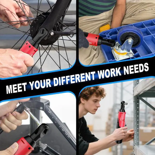 Alt view image 7 of 7 - Cordless Electric Ratchet Wrench 3/8 Drive, 30 Ft-lbs Torque & 300 RPM, Power Ratchet Wrench Set With Variable Speed, LED Light, 2 Packs 2.0Ah Battery, Fast Charger, 7 Sockets