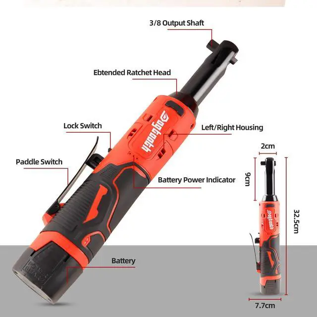 Alt view image 2 of 7 - Extended Cordless Electric Ratchet Wrench Set,40 Ft-lbs, 300 RPM, Brushless, Variable Speed Trigger, 3/8" 16.8V Power Ratchet Tool Kit With 1 * 1500mAh Lithium-Ion Battery And Charger