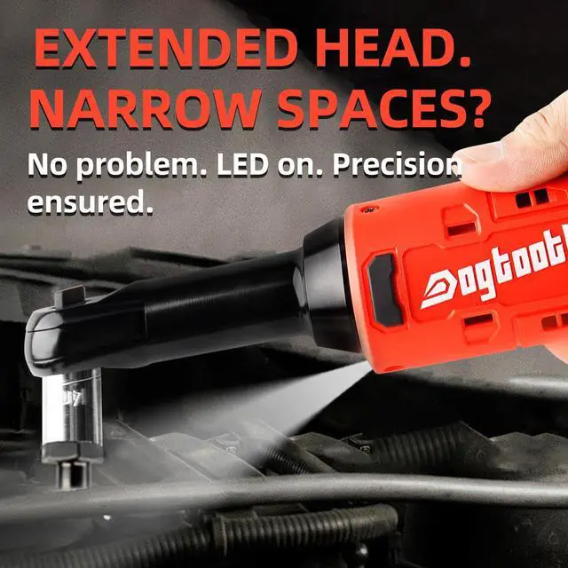 Alt view image 5 of 7 - Extended Cordless Electric Ratchet Wrench Set,40 Ft-lbs, 300 RPM, Brushless, Variable Speed Trigger, 3/8" 16.8V Power Ratchet Tool Kit With 1 * 1500mAh Lithium-Ion Battery And Charger