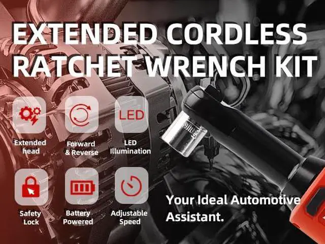 Alt view image 7 of 7 - Extended Cordless Electric Ratchet Wrench Set,40 Ft-lbs, 300 RPM, Brushless, Variable Speed Trigger, 3/8" 16.8V Power Ratchet Tool Kit With 1 * 1500mAh Lithium-Ion Battery And Charger