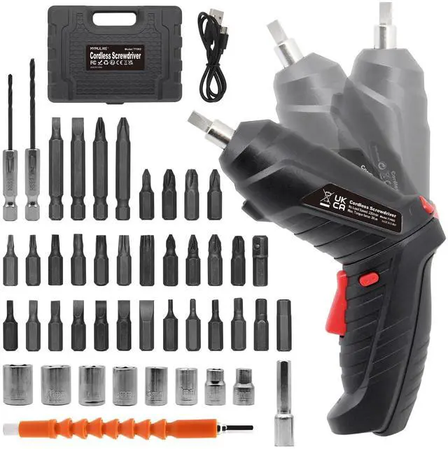 Main image of Cordless Electric Screwdriver, Charging 2-3hours, 47 pcs Accessories Small Drills for Moving, Disassembling and Reassembling Cabinets and Beds not Suitable for Construction Sites and Concrete Drilling
