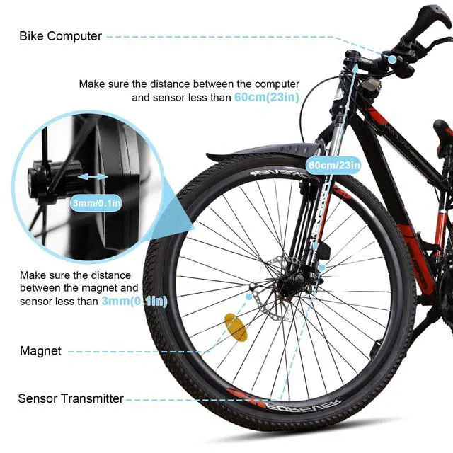 Alt view image 5 of 7 - Bike Computer Wireless, Multi-Functions Waterproof Bike Odometer and Speedometer mph, Cycling Speed Tracker with 2.9'' LCD Screen Backlight for Bicyclist, Men, Women, Kids
