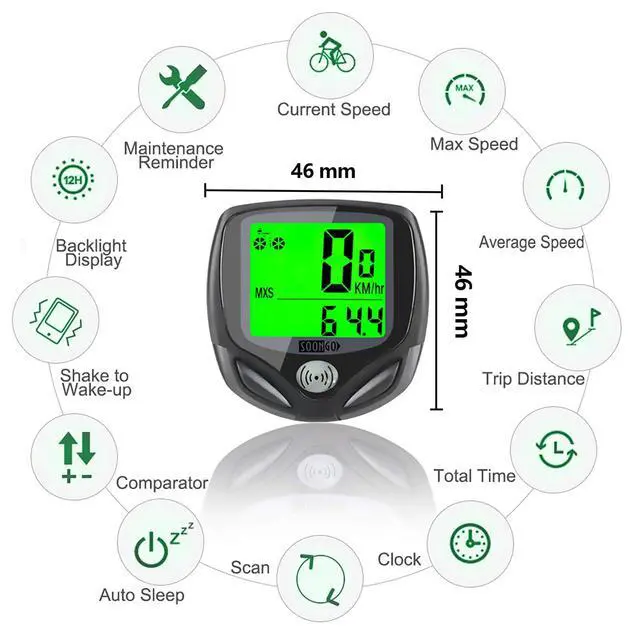 Alt view image 2 of 7 - Bike Speedometer, Bicycle odometers,Bicycle Speedometer Wireless Cycle Bike Computer Waterproof Bike Odometer with LCD Display Speedometer Accurate Speed Tracking & Multi-Function