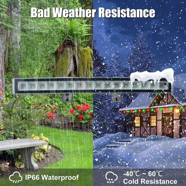 Alt view image 4 of 6 - 48W LED RGB Color Changing Flood Light, Wall Washer Light Bar with Remote Control & APP Control Timing Memory, IP66 Waterproof for Outdoor Indoor Christmas Events Illuminattion Decoration