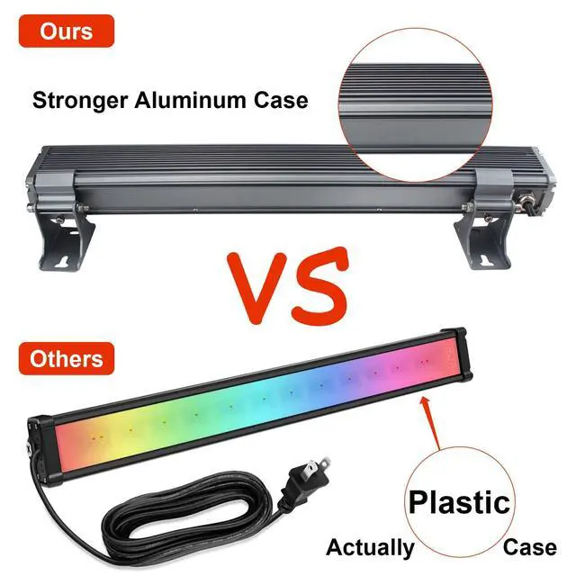 Alt view image 6 of 6 - 48W LED RGB Color Changing Flood Light, Wall Washer Light Bar with Remote Control & APP Control Timing Memory, IP66 Waterproof for Outdoor Indoor Christmas Events Illuminattion Decoration