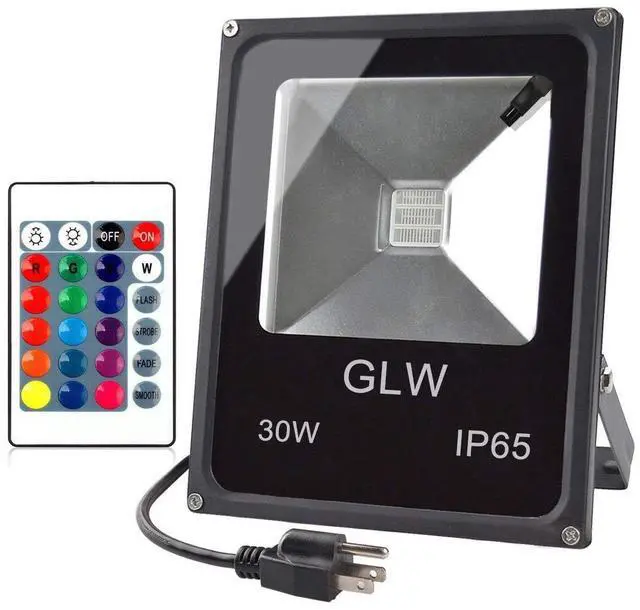 Main image of LED RGB Flood Light Stage Lighting, 30W Outdoor Color Changing Lights with Remote Control, IP65 Waterproof Dimmable Wall Washer Light, Flood Lamp 16 Colors 4 Modes with US 3-Plug