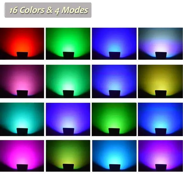 Alt view image 5 of 7 - LED RGB Flood Light Stage Lighting, 30W Outdoor Color Changing Lights with Remote Control, IP65 Waterproof Dimmable Wall Washer Light, Flood Lamp 16 Colors 4 Modes with US 3-Plug