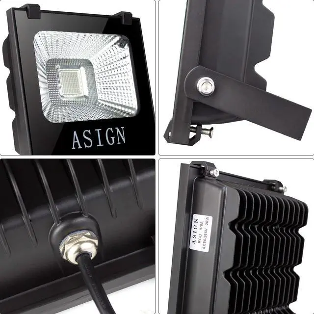 Alt view image 4 of 7 - 20W RGB LED Flood Lights, Indoor Outdoor Decoration Light Waterproof Color Changing LED Security Light with Remote Control, Dimmable Wall Washer Lights with US 3-Plug