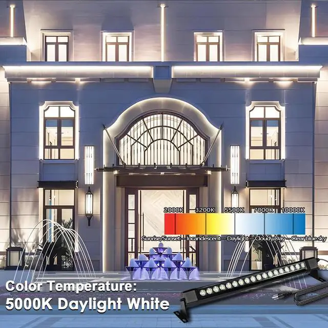 Alt view image 5 of 7 - 36W LED Wall Washer Light Bars, 2FT 5000K Daylight White Outdoor Wall Washer Light, 120V Waterproof IP67 Wall Wash Lights for Outdoor, Plug in (1 Pack)