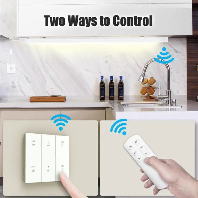 Alt view image 3 of 7 - Under Cabinet Lights with Plug. 3000K-6500K Dimming and Color. with Wireless Control Panel and Remote Control.15W 1500LM for Garage, Kitchen, Bathroom, Closet, Office (16 inch)