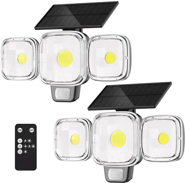 Main image of Solar Motion Sensor Outdoor Lights, 3 Modes LED Security Flood Light with Remote Control, IP65 Waterproof Solar Powered Outside Wall Light for Garden Patio Garage Yard (Black, 2 Pack)