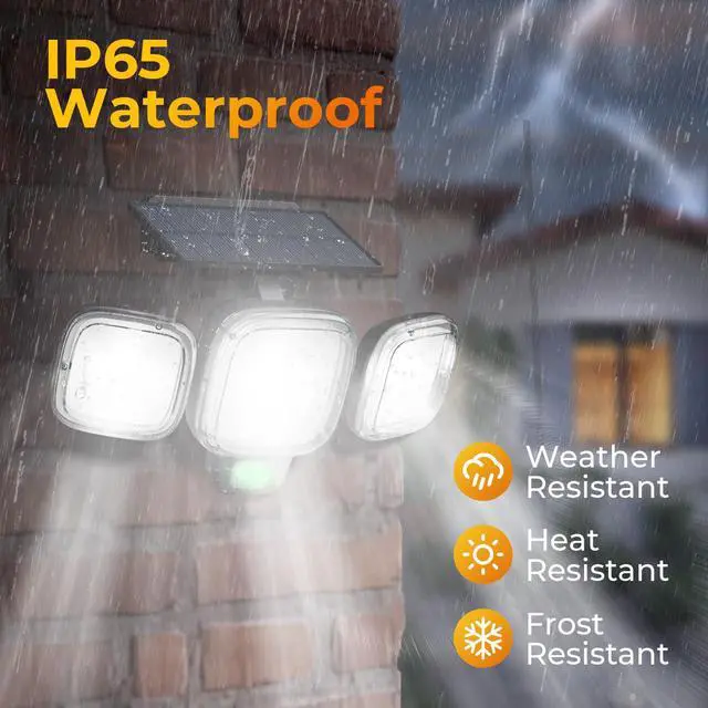 Alt view image 2 of 7 - Solar Motion Sensor Outdoor Lights, 3 Modes LED Security Flood Light with Remote Control, IP65 Waterproof Solar Powered Outside Wall Light for Garden Patio Garage Yard (Black, 2 Pack)