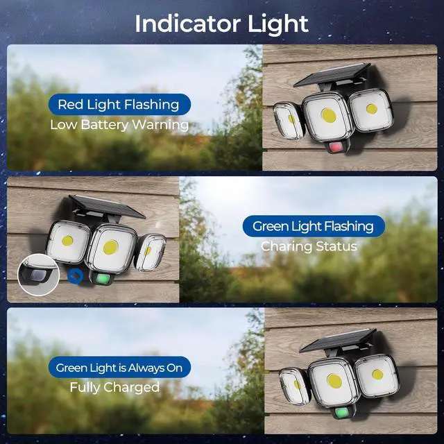 Alt view image 7 of 7 - Solar Motion Sensor Outdoor Lights, 3 Modes LED Security Flood Light with Remote Control, IP65 Waterproof Solar Powered Outside Wall Light for Garden Patio Garage Yard (Black, 2 Pack)