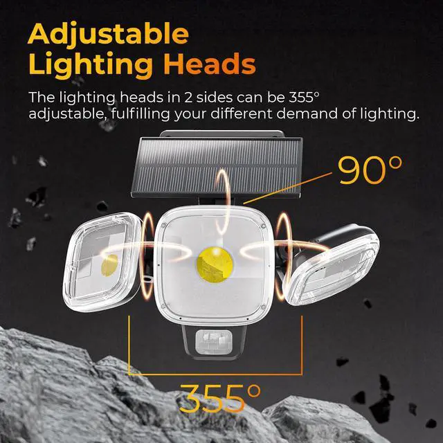 Alt view image 4 of 7 - Solar Motion Sensor Outdoor Lights, 3 Modes LED Security Flood Light with Remote Control, IP65 Waterproof Solar Powered Outside Wall Light for Garden Patio Garage Yard (Black, 2 Pack)