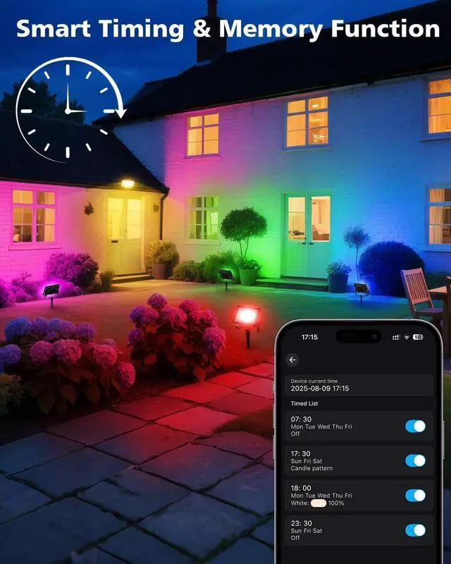 Alt view image 4 of 7 - Christmas LED Flood Light, 30W RGBCW Dimmable Outdoor Smart Lights, Color Changing LED Light with Remote & APP Control Waterproof Up Lights, Music Sync Stage Spot Light for House, Party (4 Pack)