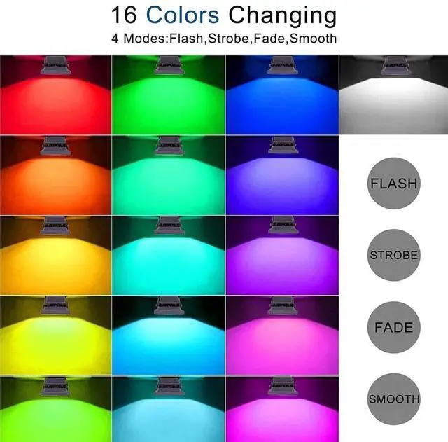 Alt view image 2 of 7 - 100W Equivalent Led Color Changing Flood Lights Multi Colors RGB Uplighting with Remote, IP65 Waterproof Stage Light, Dimmable Colored LED Light, Flood Light for Christmas Party Outdoor Indoor Decor