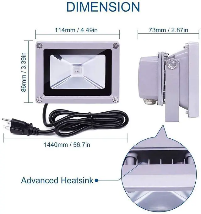 Alt view image 3 of 7 - 100W Equivalent Led Color Changing Flood Lights Multi Colors RGB Uplighting with Remote, IP65 Waterproof Stage Light, Dimmable Colored LED Light, Flood Light for Christmas Party Outdoor Indoor Decor