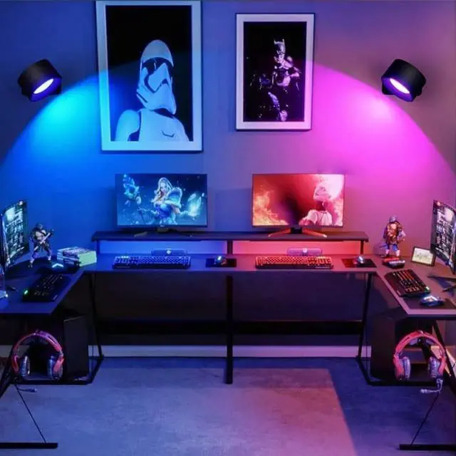 Alt view image 5 of 7 - Rechargeable Wall Lights with Remote, 5000mAh Battery Operated Wall Sconce Set of 2, 19 Colors Dimmable Wall Mount Light, 360° Rotation Cordless Wall Lamps for Bedroom Bedside Hallway, Black