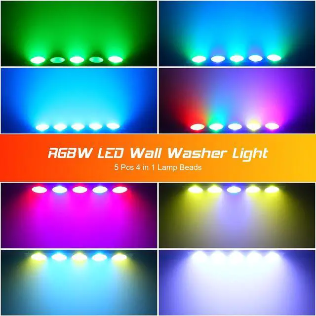 Alt view image 2 of 6 - LED Stage Wash Light Bar 50W,5PCS LEDs 4 in1 RGBW COB DJ Lights Bar with DMX & Sound Activated Control Auto Play Master Slave Modes Uplight for Wedding Live Show Stage Lighting Party