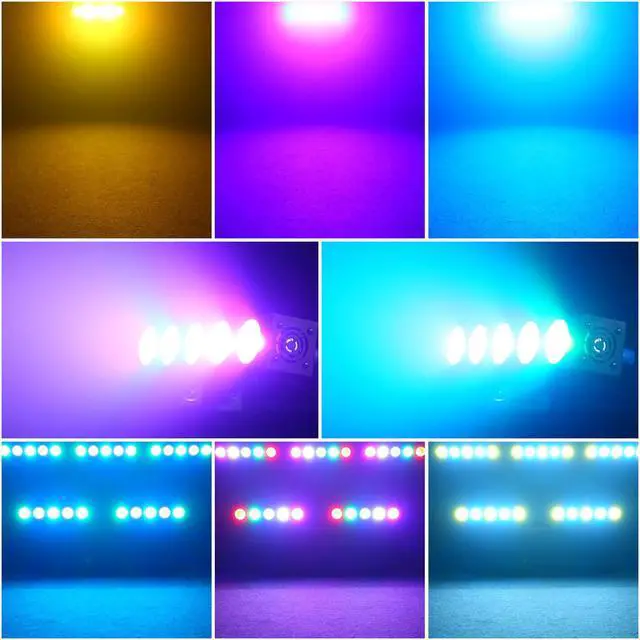 Alt view image 6 of 6 - LED Stage Wash Light Bar 50W,5PCS LEDs 4 in1 RGBW COB DJ Lights Bar with DMX & Sound Activated Control Auto Play Master Slave Modes Uplight for Wedding Live Show Stage Lighting Party