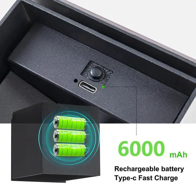 Alt view image 2 of 7 - LED Wall Lights for Room Decor, 16 Colors RGB Wall Lamp, Battery Operated Wall Sconce 6000mAh, Rechargeable, Remote Control, Dimmable, Cordless Wall Light for Bedroom Living Room, Black