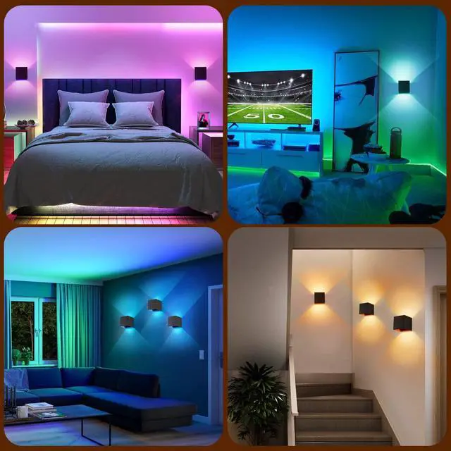 Alt view image 5 of 7 - LED Wall Lights for Room Decor, 16 Colors RGB Wall Lamp, Battery Operated Wall Sconce 6000mAh, Rechargeable, Remote Control, Dimmable, Cordless Wall Light for Bedroom Living Room, Black