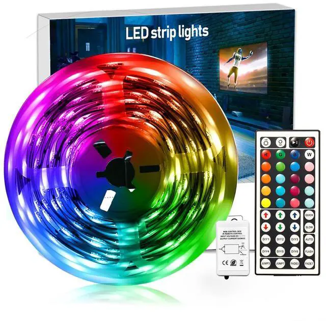 Main image of Led Strip Lights 32.8 ft RGB Color Changing Lights Strip for Bedroom, Desk, Home Decoration, with Remote and Power Supply