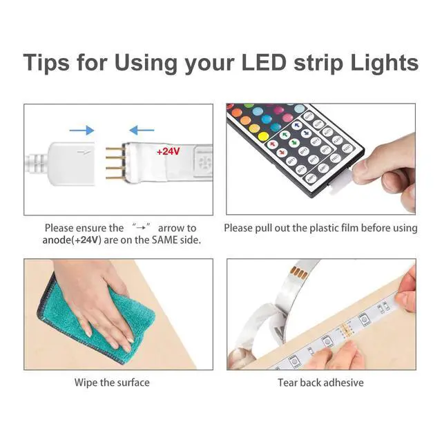 Alt view image 5 of 7 - Led Strip Lights 32.8 ft RGB Color Changing Lights Strip for Bedroom, Desk, Home Decoration, with Remote and Power Supply