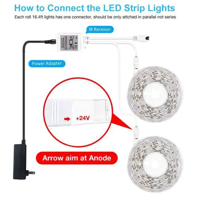 Alt view image 3 of 7 - Led Strip Lights 32.8 ft RGB Color Changing Lights Strip for Bedroom, Desk, Home Decoration, with Remote and Power Supply