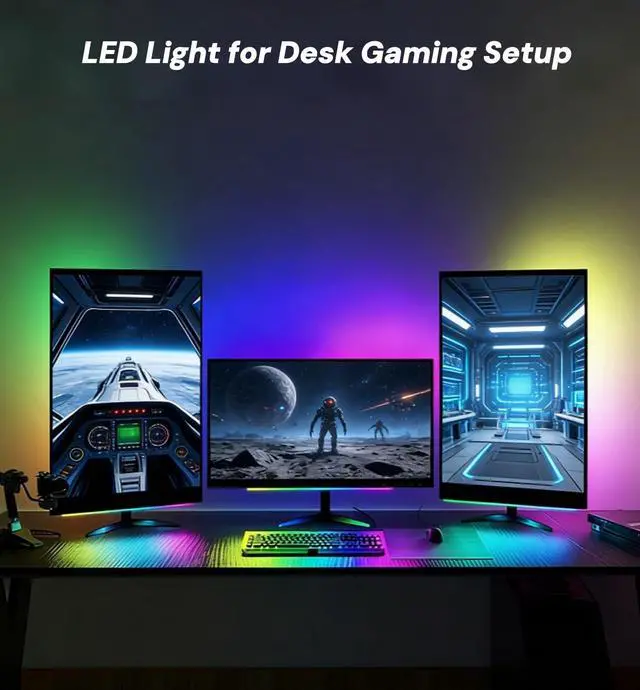 Alt view image 3 of 7 - RGB Light Bar with Color Memory & Dimmable Brightness for Monitor/Desk, Under Cabinet Lights with 8 Colors & Dynamic Modes, Magnetic Installation for Kitchen, Room, Shelf, USB Powered