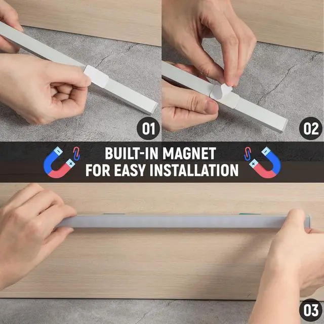 Alt view image 6 of 7 - RGB Light Bar with Color Memory & Dimmable Brightness for Monitor/Desk, Under Cabinet Lights with 8 Colors & Dynamic Modes, Magnetic Installation for Kitchen, Room, Shelf, USB Powered