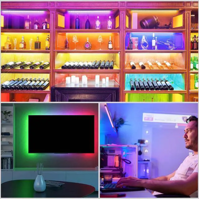 Alt view image 7 of 7 - RGB Light Bar with Color Memory & Dimmable Brightness for Monitor/Desk, Under Cabinet Lights with 8 Colors & Dynamic Modes, Magnetic Installation for Kitchen, Room, Shelf, USB Powered