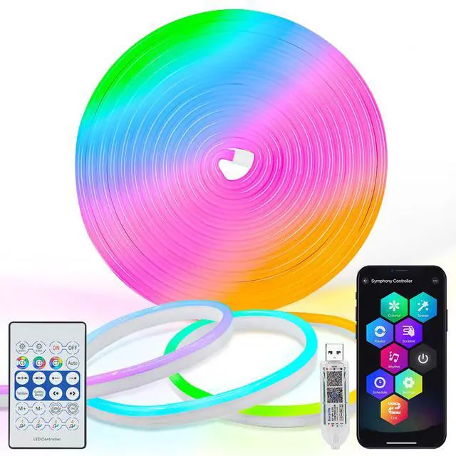 Main image of Smart Neon Rope Light, 16.4Ft RGB Color Changing IC Neon Rope Lights with App Remote Music Sync, Silicone Waterproof Flexible DIY Rope Strip Lights for Living Room Gaming Party Outdoors Decor