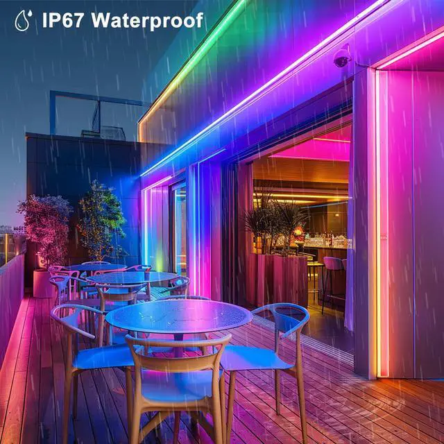 Alt view image 6 of 7 - Smart Neon Rope Light, 16.4Ft RGB Color Changing IC Neon Rope Lights with App Remote Music Sync, Silicone Waterproof Flexible DIY Rope Strip Lights for Living Room Gaming Party Outdoors Decor