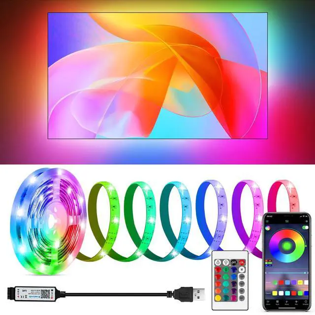 Main image of LED Strip Lights for TV, 9.8Ft RGB LED Lights for 32-50in TV Behind, App Control Music Sync Strip Lights IP65 Waterproof with Remote, USB LED Strips Bias Lighting for Bedroom PC Monitor Desk