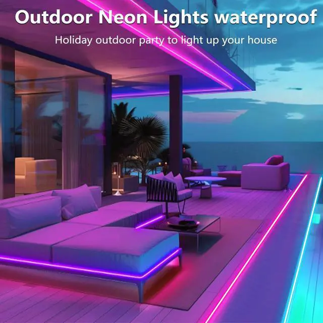 Alt view image 6 of 6 - 16.4FT Neon Rope Lights,Flexible Led Rope Light Control with App/Remote,Multiple Modes,Music Sync,IP65 Outdoor RGB Led Strip Lights Waterproof