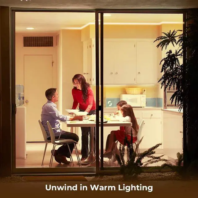 Alt view image 2 of 7 - Warm White LED Strip Lights, Bright 300 LEDs, 3000K Dimmable Light Strip 16.4ft with Control Box, LED Lights for Bedroom, Kitchen Cabinets, Living Room, ETL Listed Adapter Included