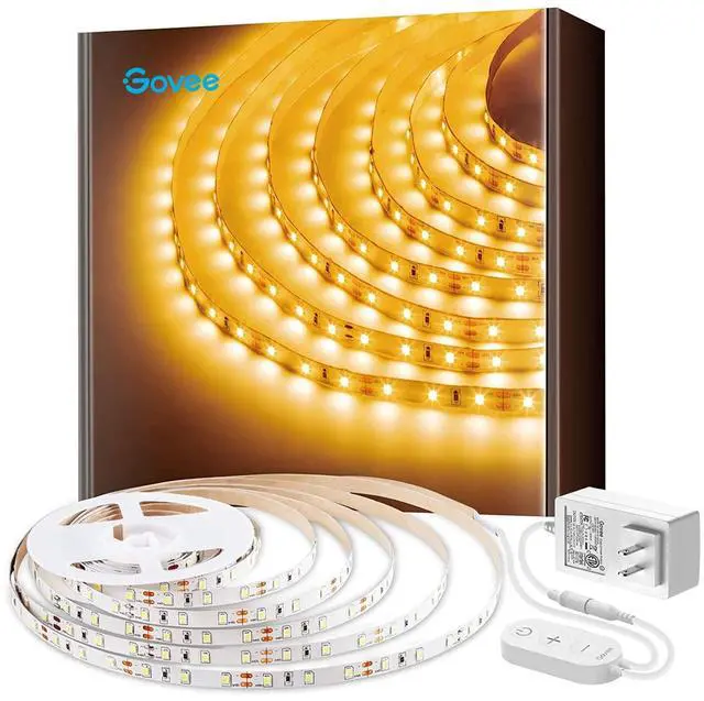 Main image of Warm White LED Strip Lights, Bright 300 LEDs, 3000K Dimmable Light Strip 16.4ft with Control Box, LED Lights for Bedroom, Kitchen Cabinets, Living Room, ETL Listed Adapter Included