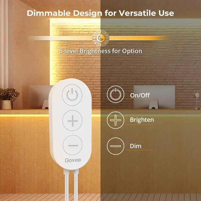 Alt view image 3 of 7 - Warm White LED Strip Lights, Bright 300 LEDs, 3000K Dimmable Light Strip 16.4ft with Control Box, LED Lights for Bedroom, Kitchen Cabinets, Living Room, ETL Listed Adapter Included