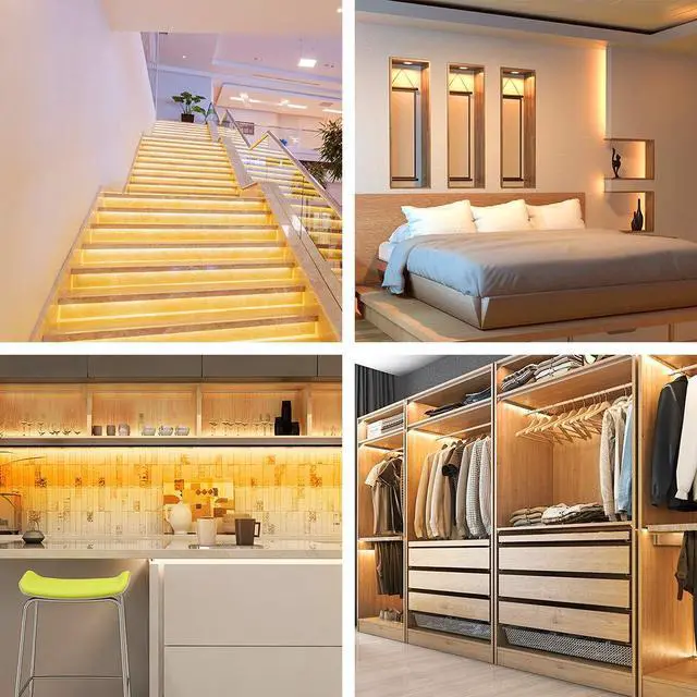 Alt view image 4 of 7 - Warm White LED Strip Lights, Bright 300 LEDs, 3000K Dimmable Light Strip 16.4ft with Control Box, LED Lights for Bedroom, Kitchen Cabinets, Living Room, ETL Listed Adapter Included