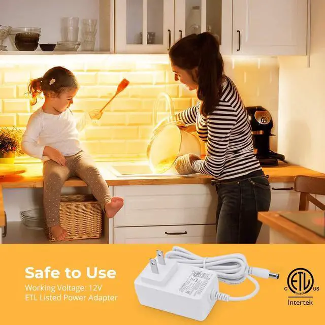 Alt view image 7 of 7 - Warm White LED Strip Lights, Bright 300 LEDs, 3000K Dimmable Light Strip 16.4ft with Control Box, LED Lights for Bedroom, Kitchen Cabinets, Living Room, ETL Listed Adapter Included