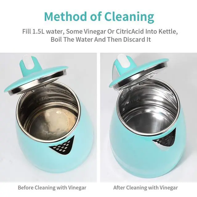 Alt view image 7 of 7 - Electric Kettle(BPA Free), Double Wall Water Boiler Heater, Stainless Steel Interior, Cool Touch Coffee Pot & Tea Kettle, Auto Shut-Off and Boil-Dry Protection, 1.5L, 2 Year Warranty