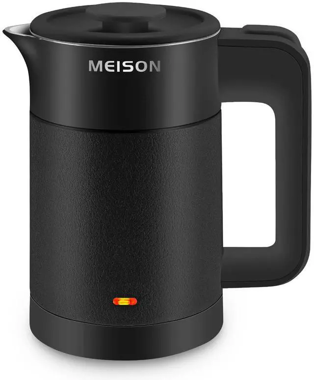 Main image of 0.6L Small Electric Kettles Stainless Steel, Travel Mini Hot Water Boiler Heater, Double Wall Cool Touch Portable Teapot, Auto Shut-Off & Boil-Dry Protection, 120V/800W, 2 Year Warranty (Black)