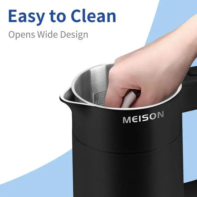 Alt view image 4 of 6 - 0.6L Small Electric Kettles Stainless Steel, Travel Mini Hot Water Boiler Heater, Double Wall Cool Touch Portable Teapot, Auto Shut-Off & Boil-Dry Protection, 120V/800W, 2 Year Warranty (Black)