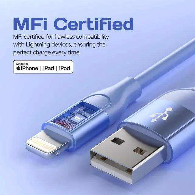 Alt view image 2 of 7 - iPhone Charger 3Pack 10 FT Apple MFi Certified Lightning Cable Fast Charging iPhone Charger Cord Compatible with iPhone 14 13 12 11 Pro Max XR XS X 8 7 Plus SE iPad and More - Multicolor